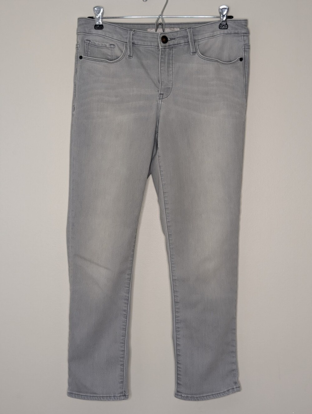 Athleta Sculptek Skinny Jeans Gray Cropped 5-Pocket Tummy Control Women's Size 8